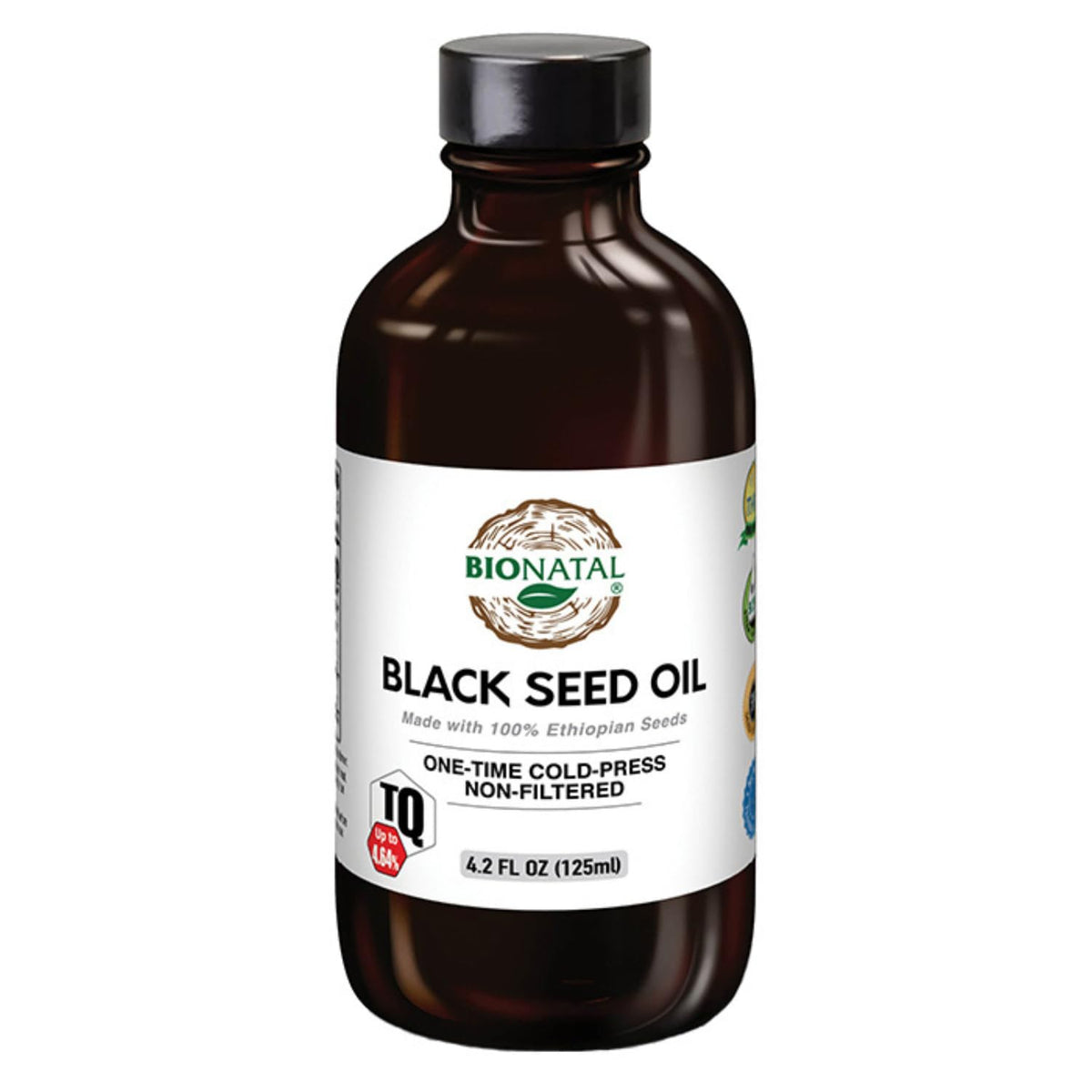 BioNatal Ethiopian black seed oil bottle showing cold-pressed purity and immune-friendly profile.