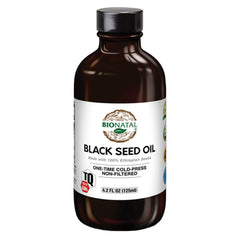 BioNatal Ethiopian black seed oil bottle showing cold-pressed purity and immune-friendly profile.