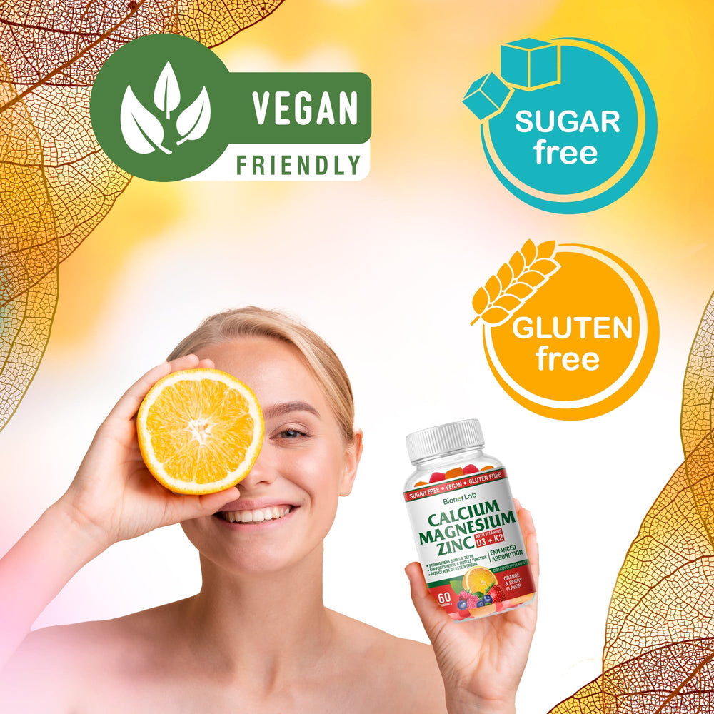 BionerLab gummies in a transparent bottle on a shelf for on-the-go use