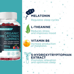 BionerLab Melatonin Gummies ingredients panel for transparency.