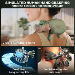 Bionic Heated Massager Master simulates palm pressure on shoulders for deep relief.