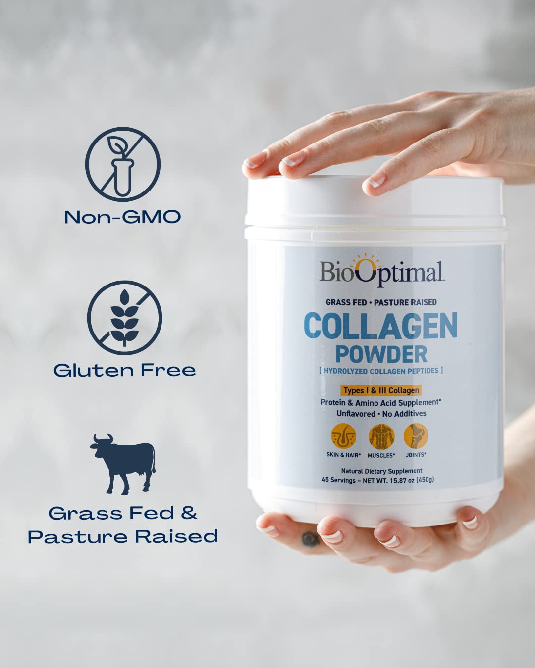 BioOptimal Collagen Peptides added to coffee as a neutral creamer.