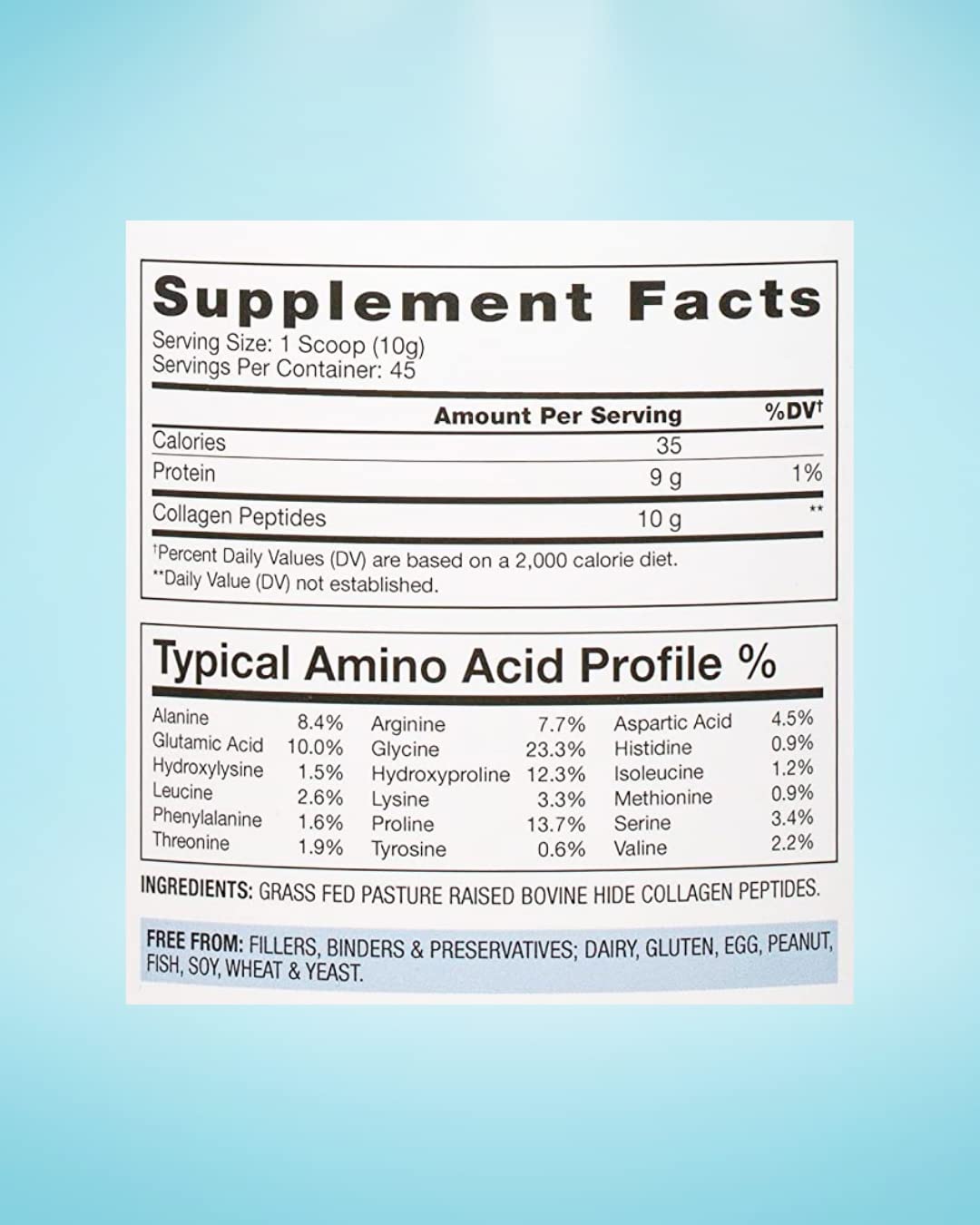 BioOptimal Collagen Peptides scoop beside a glass for daily serving.