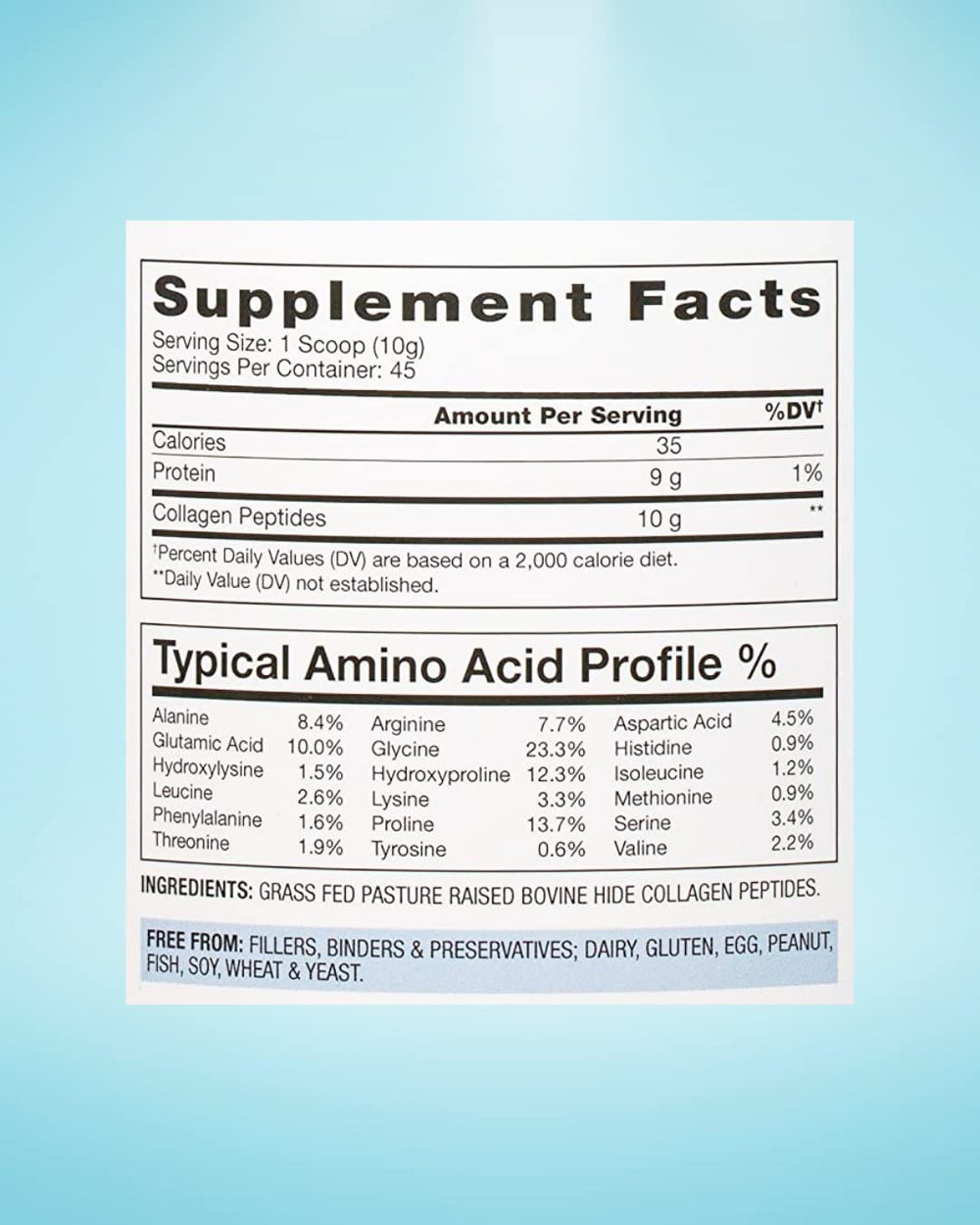 BioOptimal Collagen Peptides scoop beside a glass for daily serving.