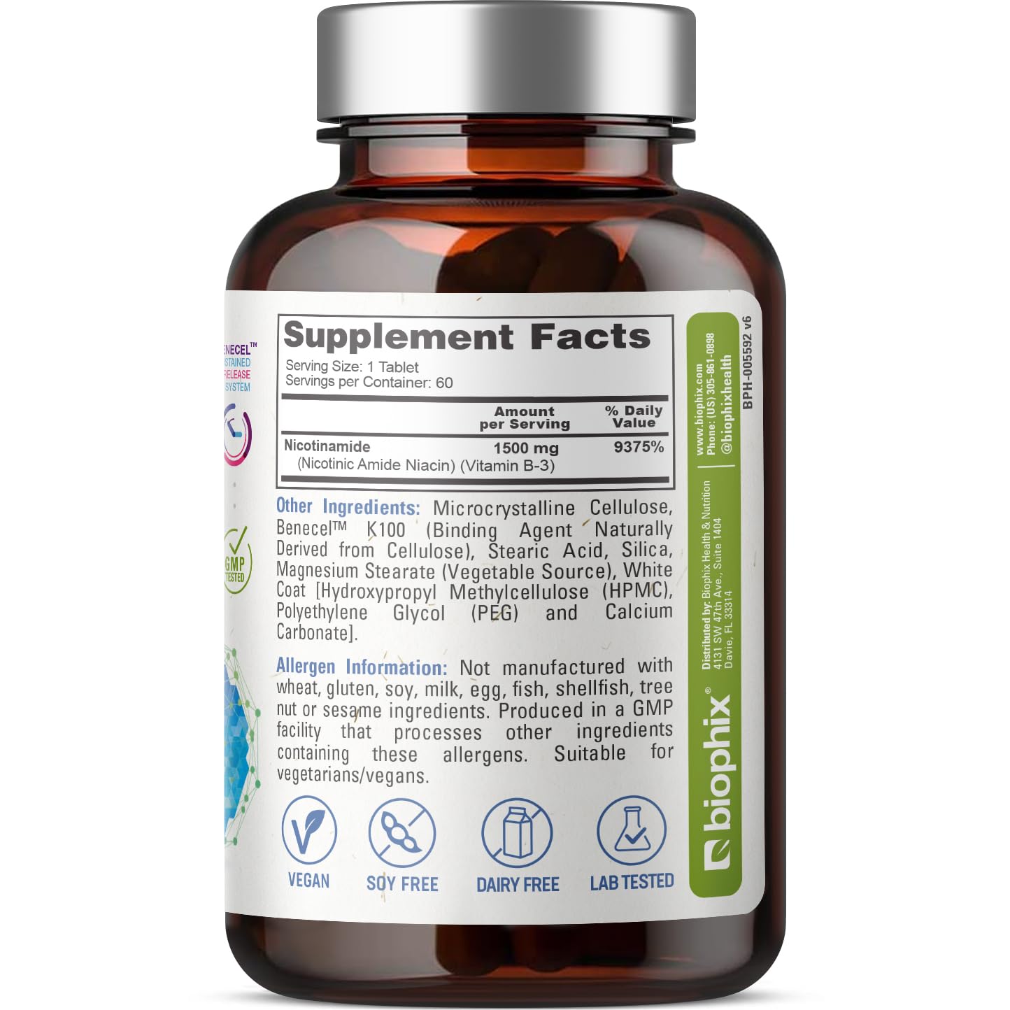 Biophix B-3 Nicotinamide label emphasizing benefits