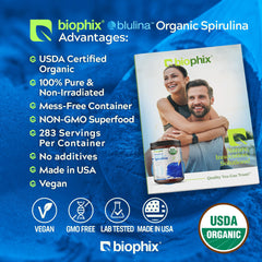 Biophix Blue Spirulina Powder pour demonstrates easy portioning for shakes