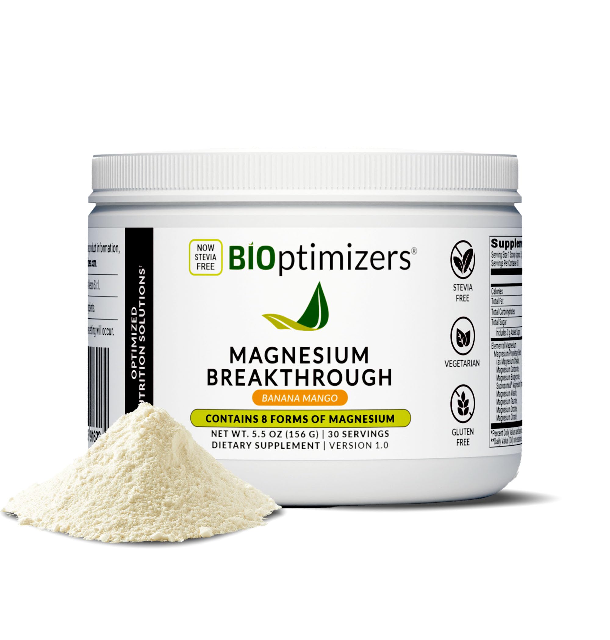 BiOptimizers Magnesium Breakthrough Drink bottle with banana mango flavor for relaxing sleep support