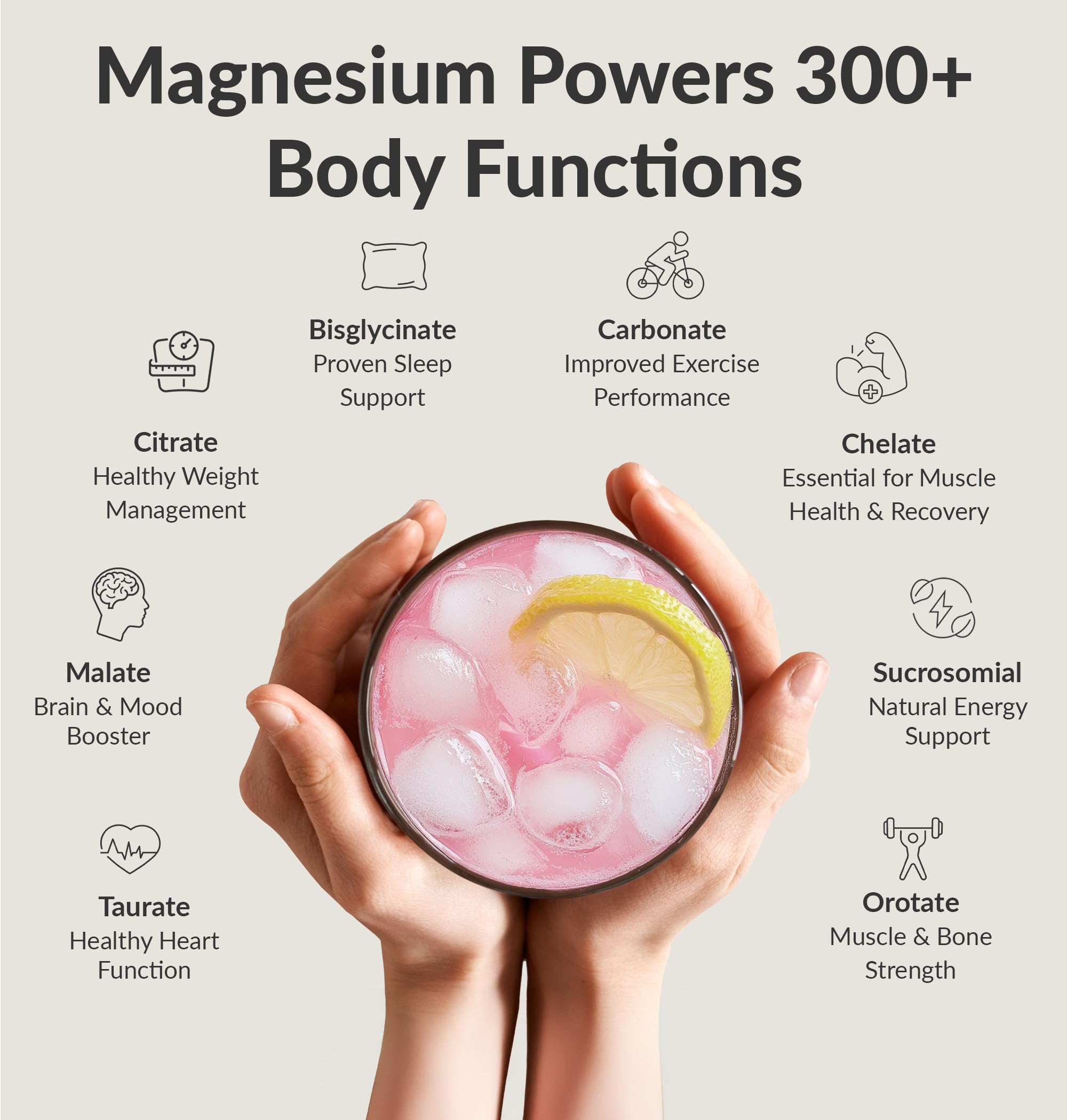 BIOptimizers Magnesium Breakthrough Drink glass with mix highlights refreshing flavor.