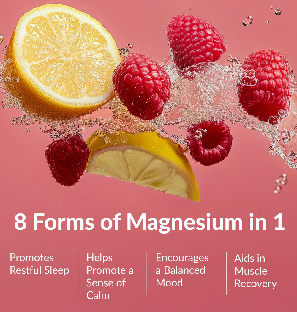 BIOptimizers Magnesium Breakthrough Drink powder scoop shows easy mixing and portability.