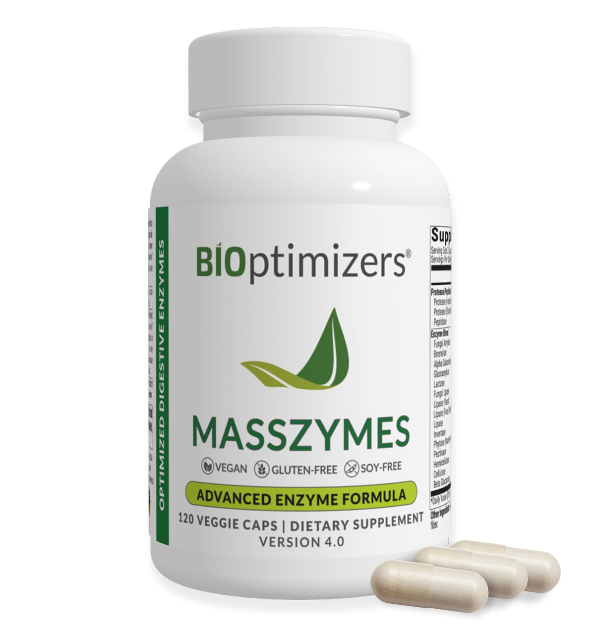 BIOptimizers MassZymes bottle with capsules for digestive support and nutrient absorption