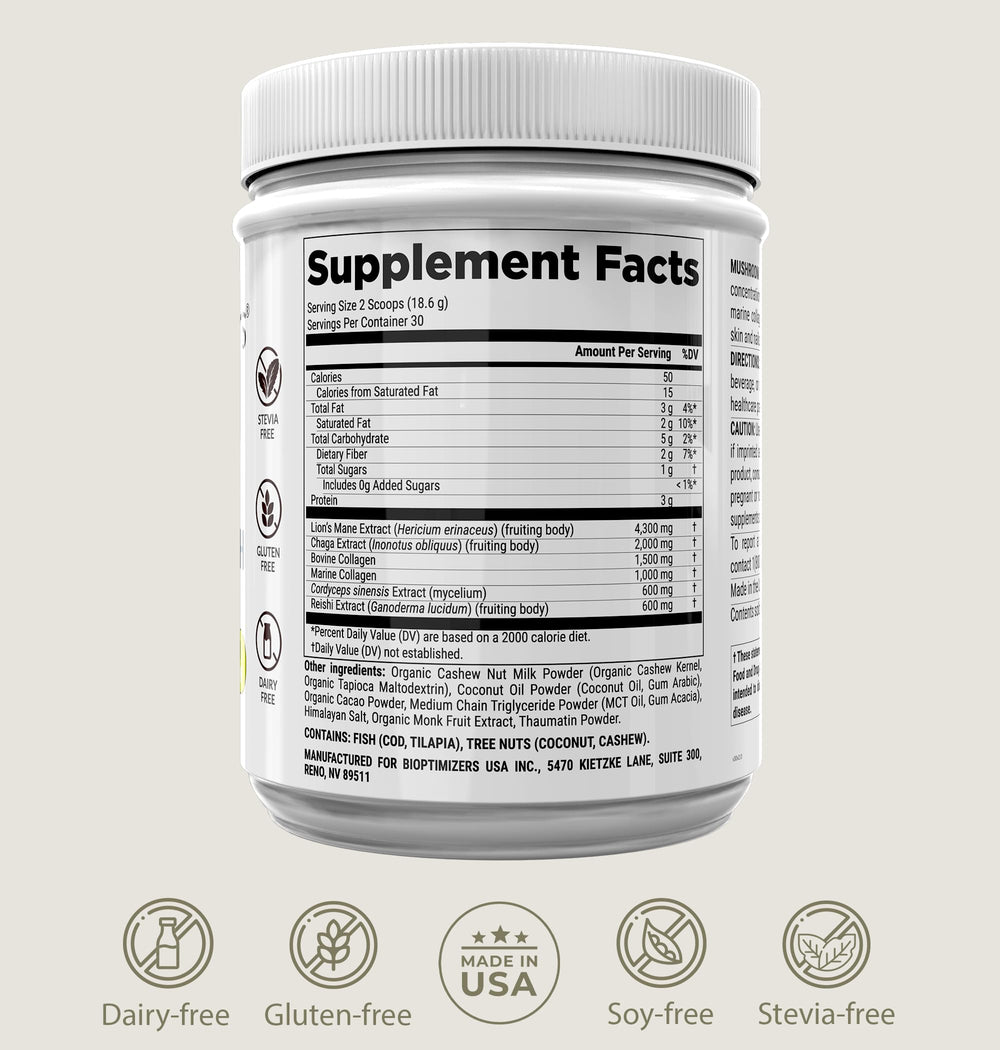 BIOptimizers prepared chocolate drink glass – ready-to-drink moment with calm energy