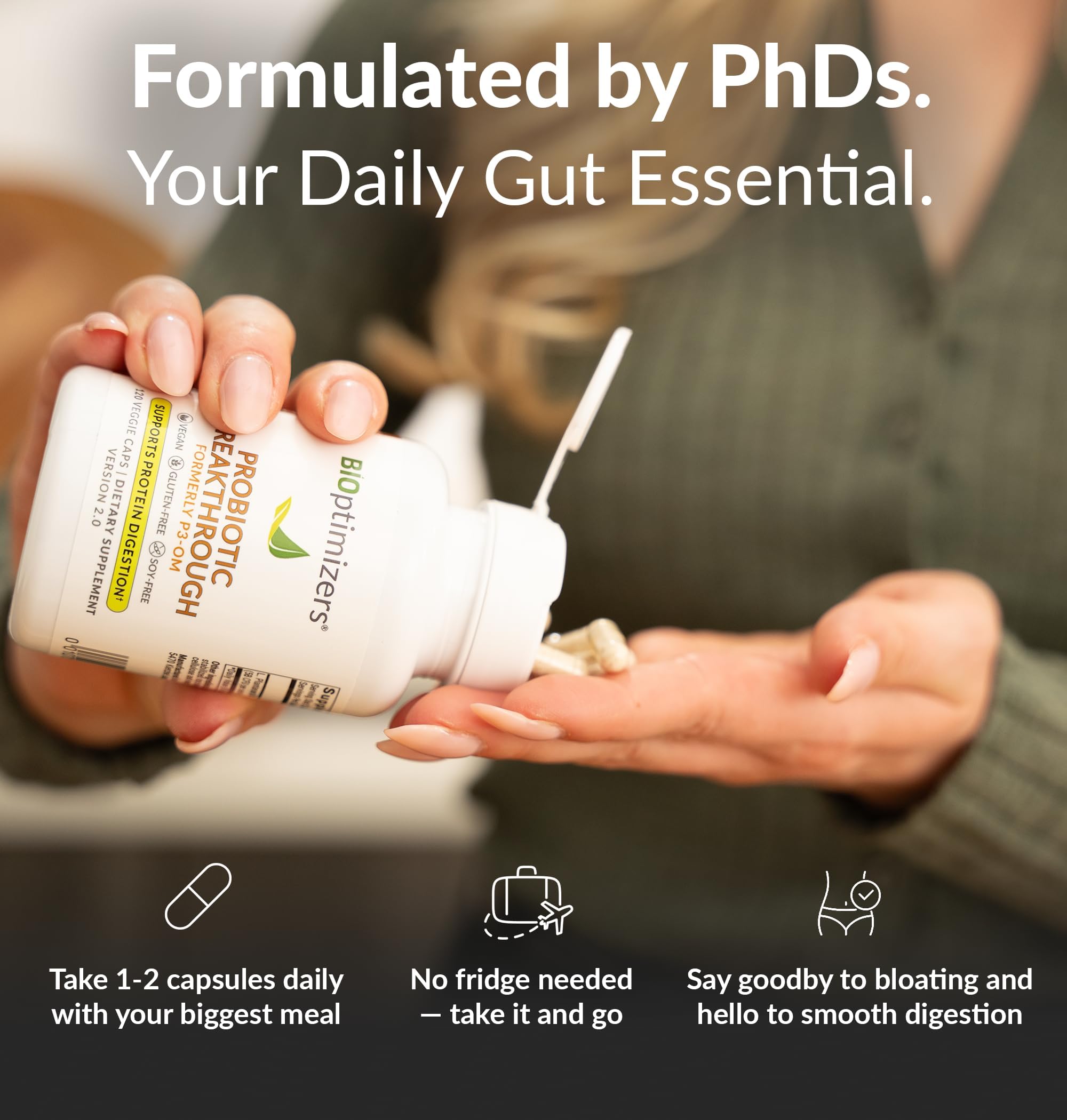 BIOptimizers Probiotic Breakthrough spoon-serving demonstrates prebiotic-enhanced blend for gut health