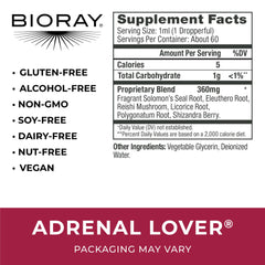 BIORAY Adrenal Lover dosing dropper showing easy 1 ml measurements for daily use.