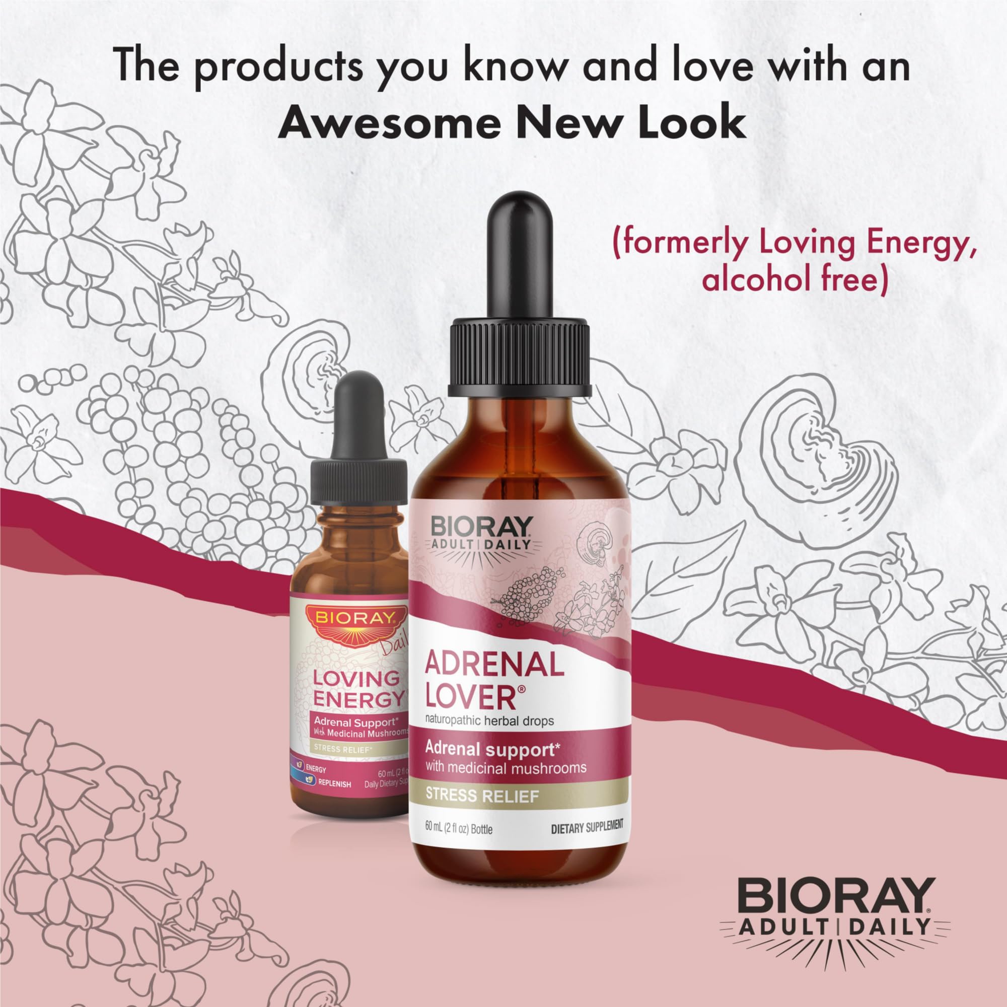 BIORAY Adrenal Lover label closeup, highlighting traditional Chinese Kidney Yin tonic ingredients.