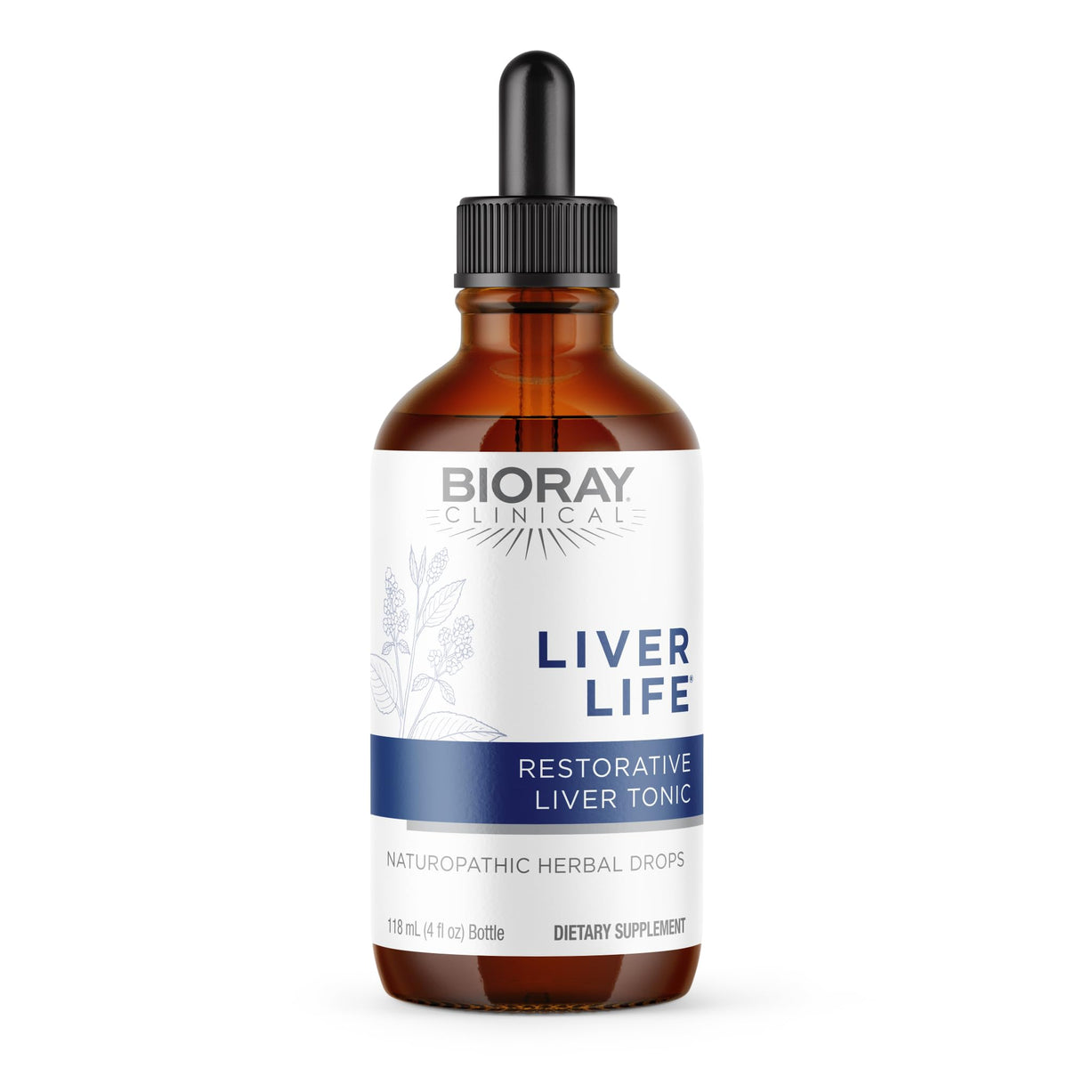 BIORAY Clinical Liver Life bottle closeup for daily liver support and toxin filtration