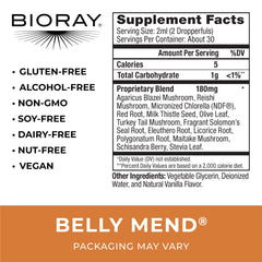 BIORAY Daily Belly Mend pour shows a smooth liquid for daily digestive comfort.