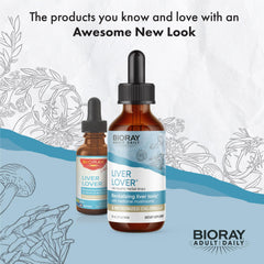 BIORAY Daily Liver Lover liquid drops show a premium non-GMO tonic