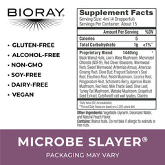 BIORAY Daily Microbe Slayer label highlighting herbal blend for liver nourishment