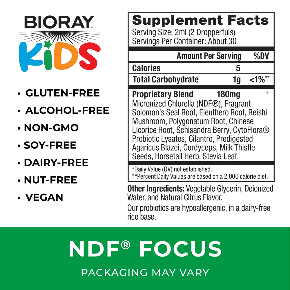 BIORAY Kids NDF Focus Citrus drops suggest clarity and steady energy use