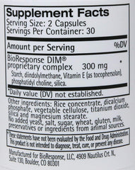 Bioresponse DIM 150 bottle back with packaging details for the 3-pack