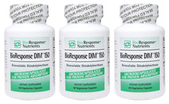 Bioresponse DIM 150 bottle front in a three-pack for daily wellness support