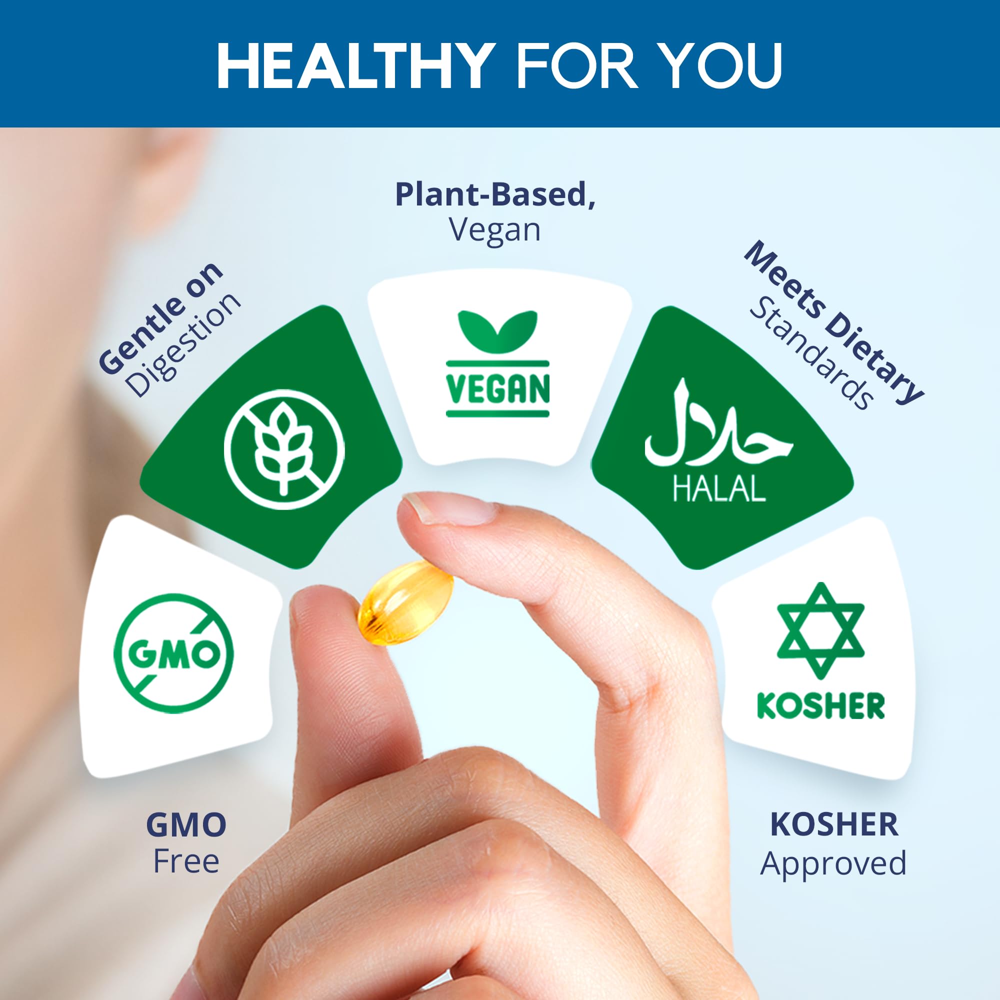Biorixil vegan omega-3 label details emphasize non-GMO and clean ingredients.