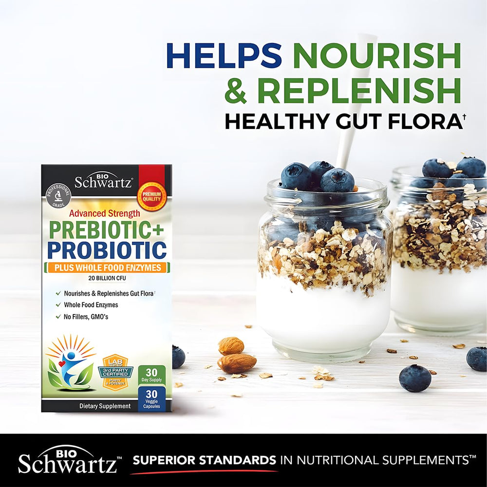 BioSchwartz label shows L. Reuteri and inulin ingredients.