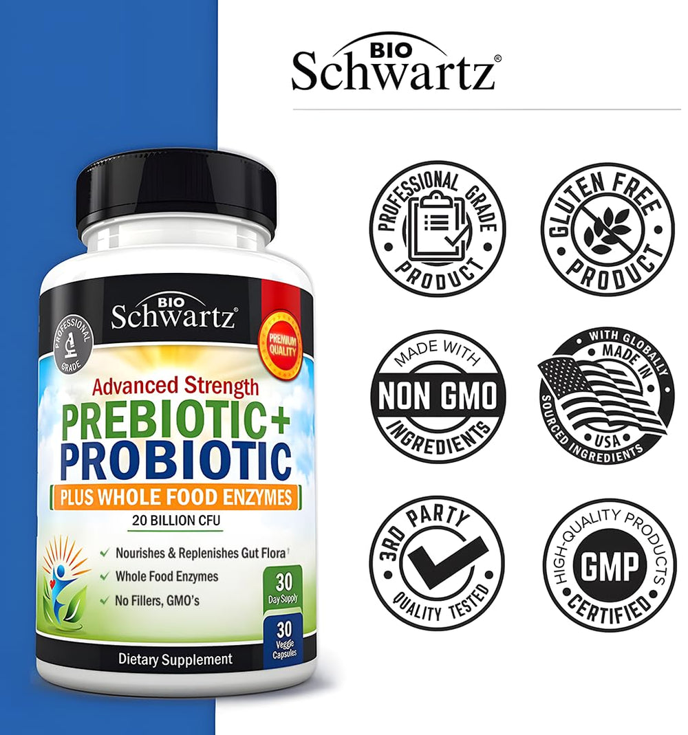 BioSchwartz morning routine with capsules for daily wellness.