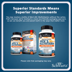 BioSchwartz 50+ label detail showing essential vitamins for energy