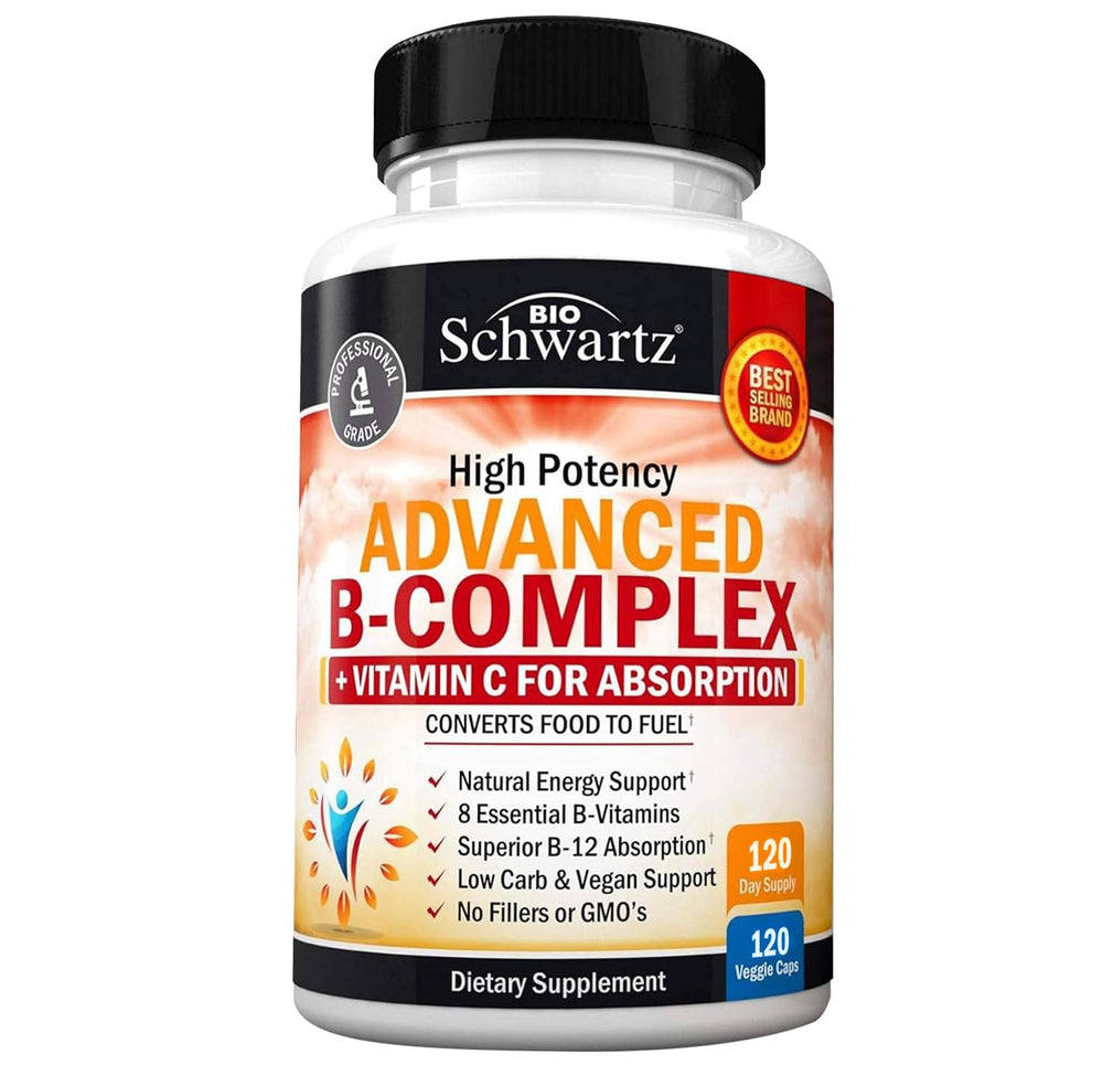BioSchwartz B Complex capsules close-up for high absorption and daily energy support.