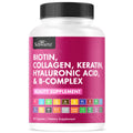 BioSchwartz Biotin Collagen Keratin Hair Vitamins for Women – 60 Capsules, Hyaluronic Acid & B Complex, Non-GMO
