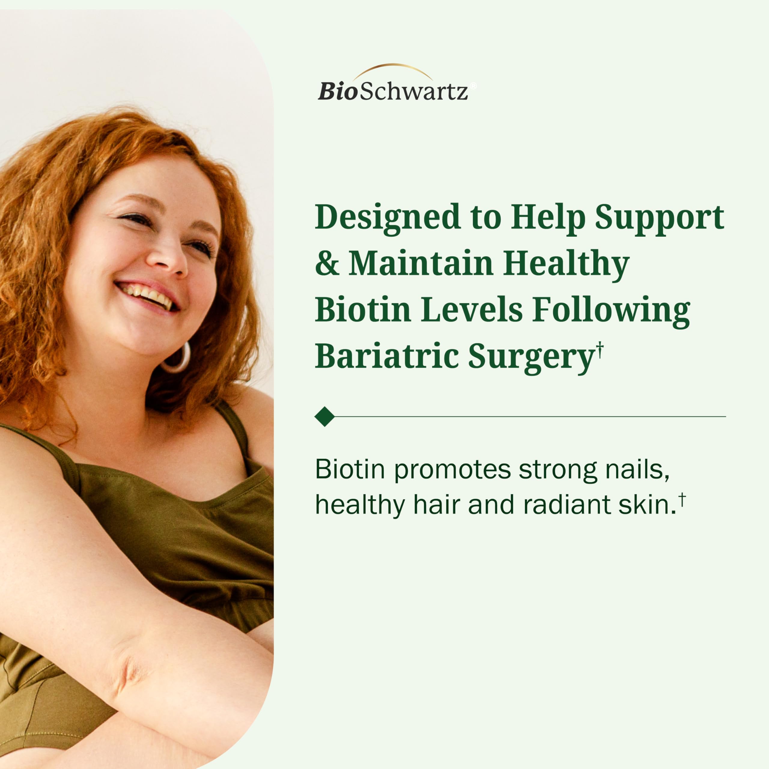 BioSchwartz biotin tablet easy-swallow for daily hair, skin, nails support.