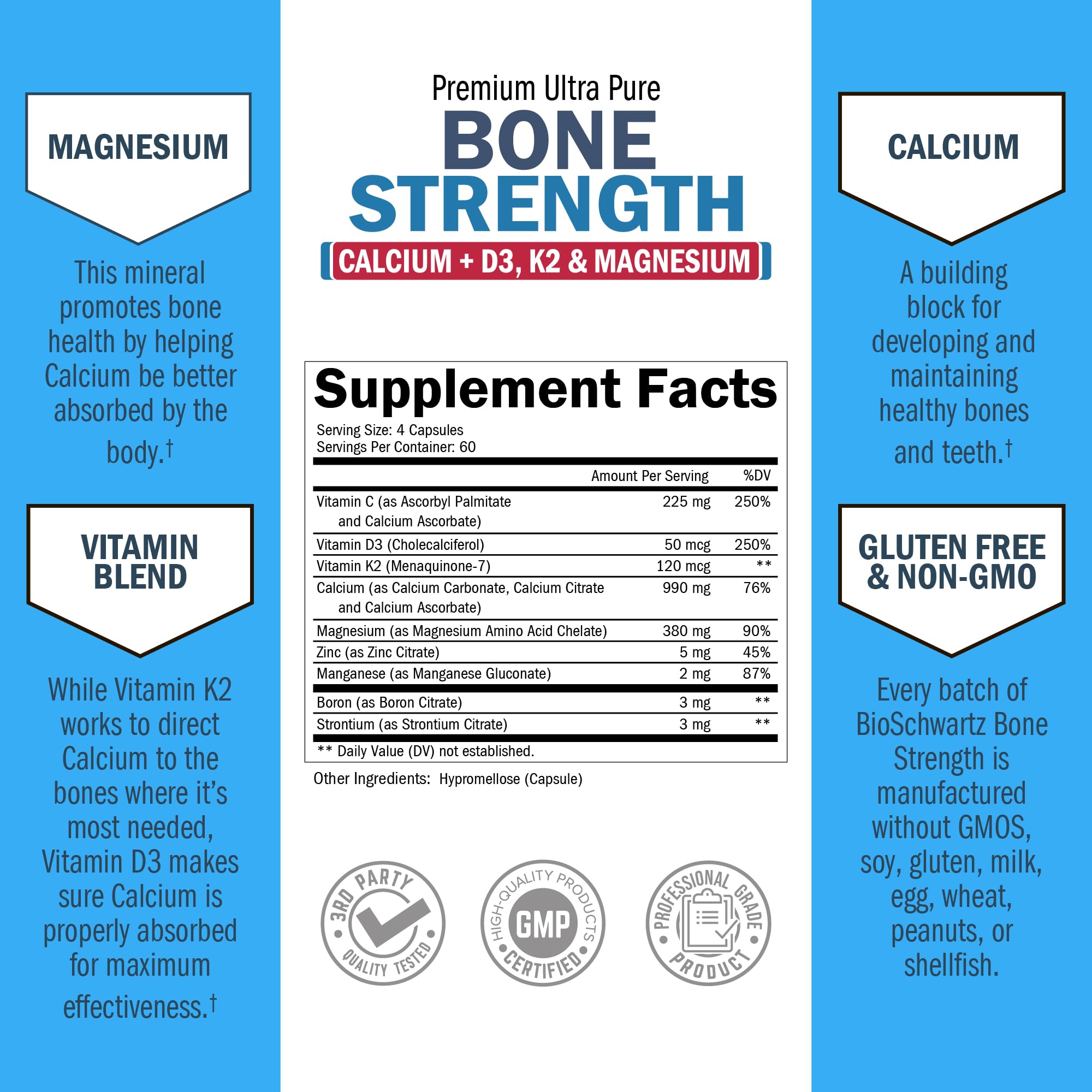 BioSchwartz Bone Strength bottle label highlights ingredients
