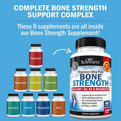 BioSchwartz Bone Strength D3-K2 capsules showing mineral synergy