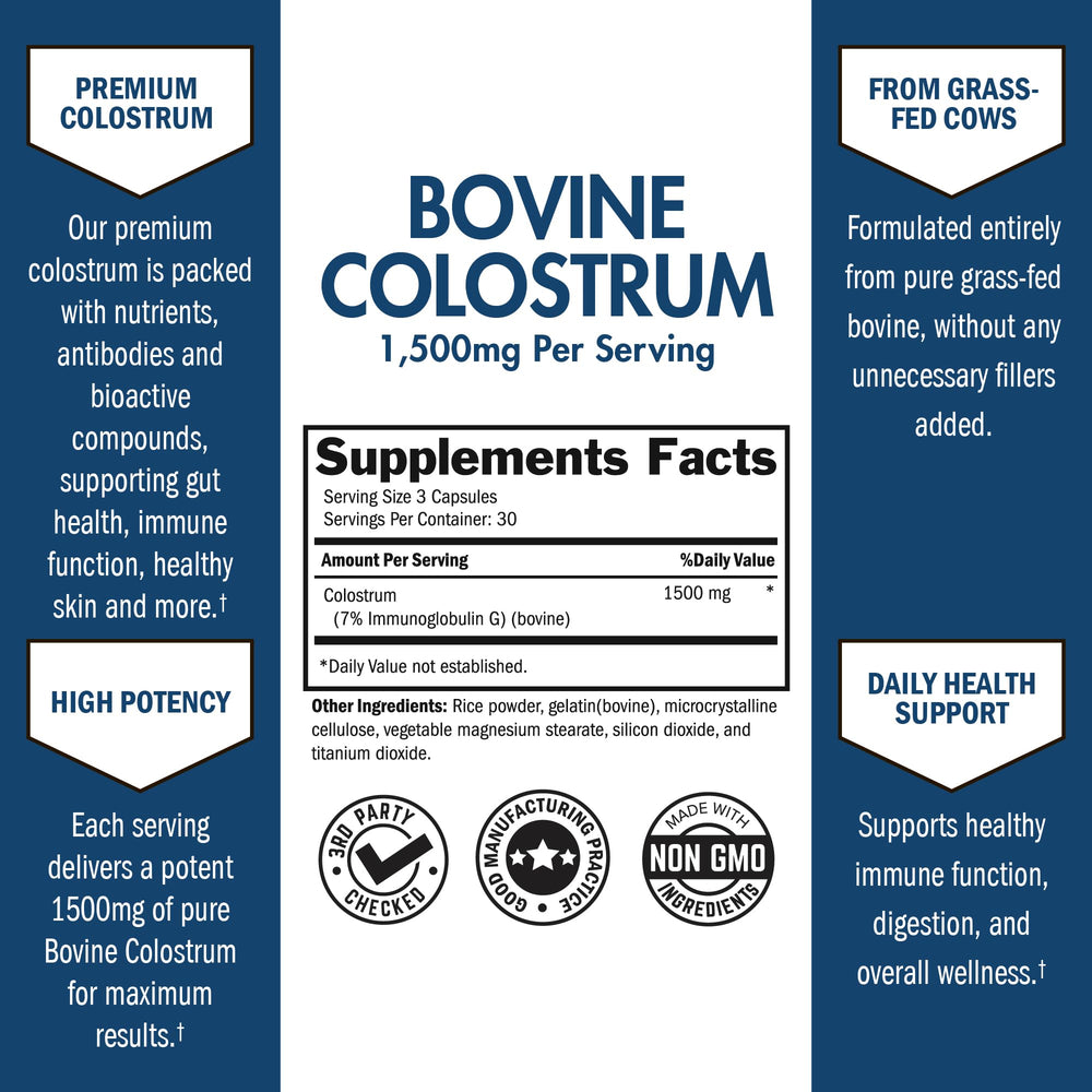 BioSchwartz Colostrum extra-strength 1500mg serving supports overall wellness.