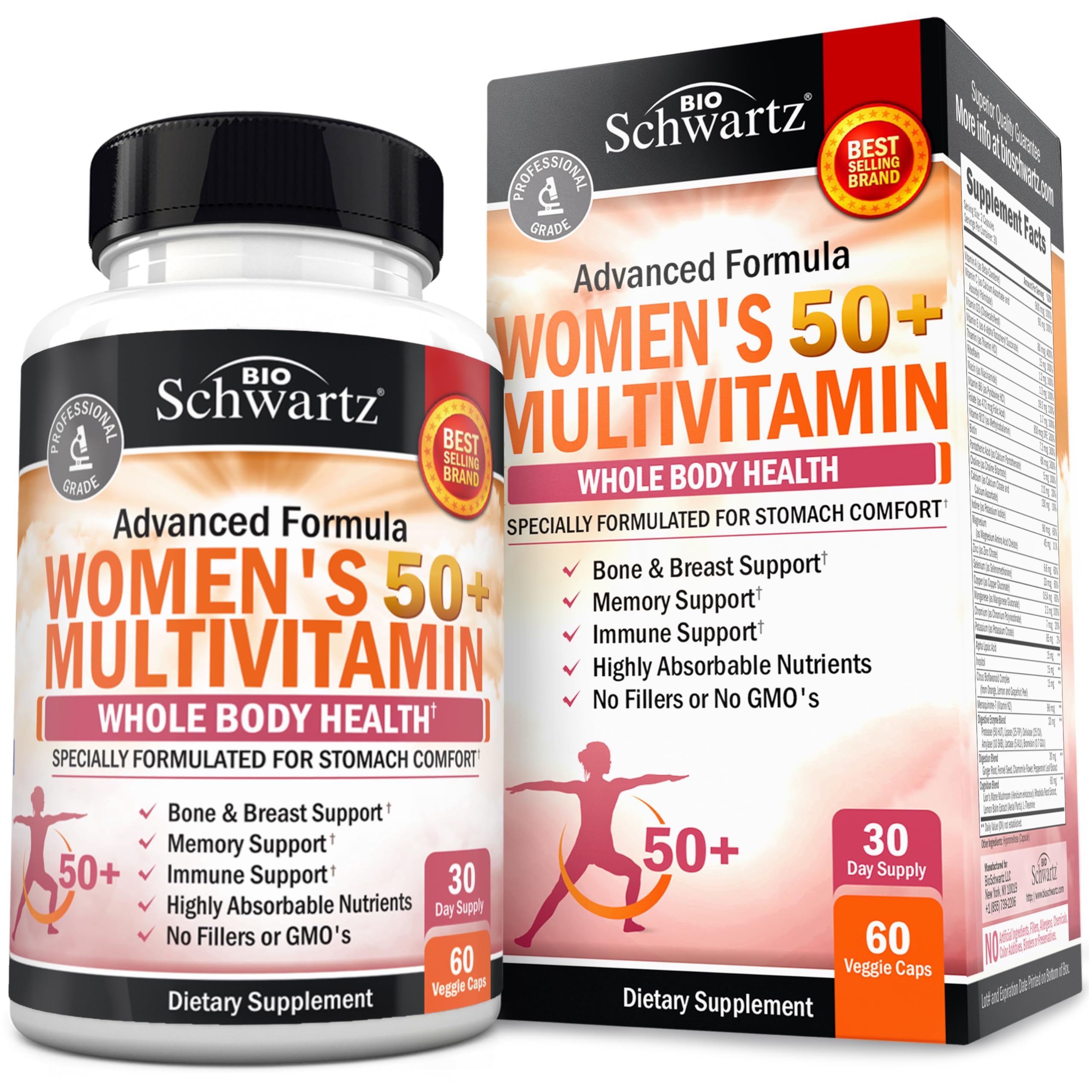 BioSchwartz Daily Multivitamin 50 plus bottle supports daily immune and bone health