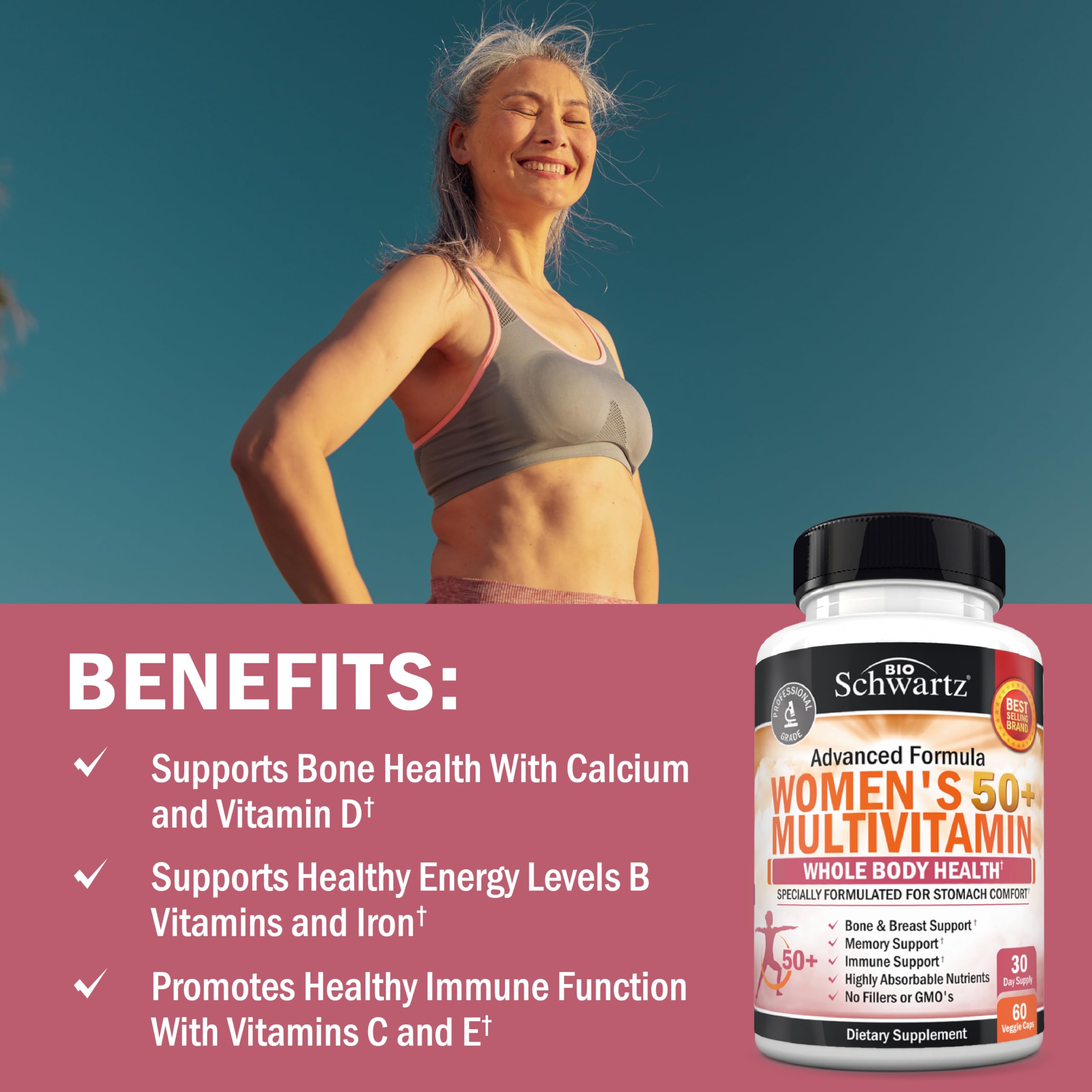 BioSchwartz label front highlights trusted formulation for women 50 and over