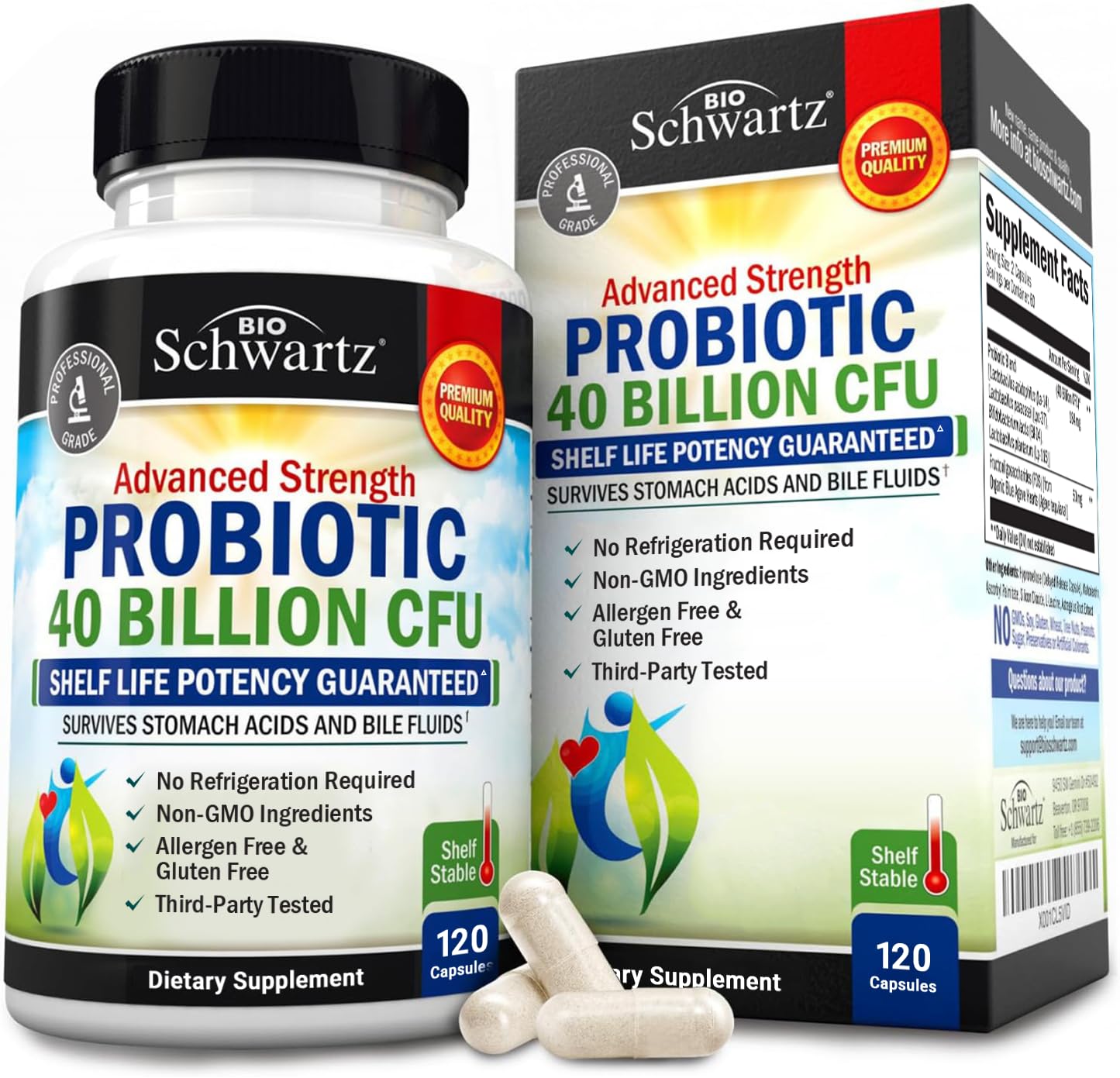 BioSchwartz Daily Probiotic bottle top view promotes gut balance and routine.