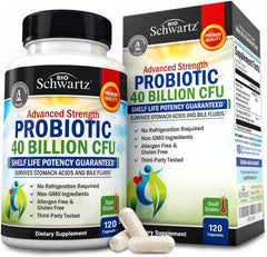 BioSchwartz Daily Probiotic bottle top view promotes gut balance and routine.