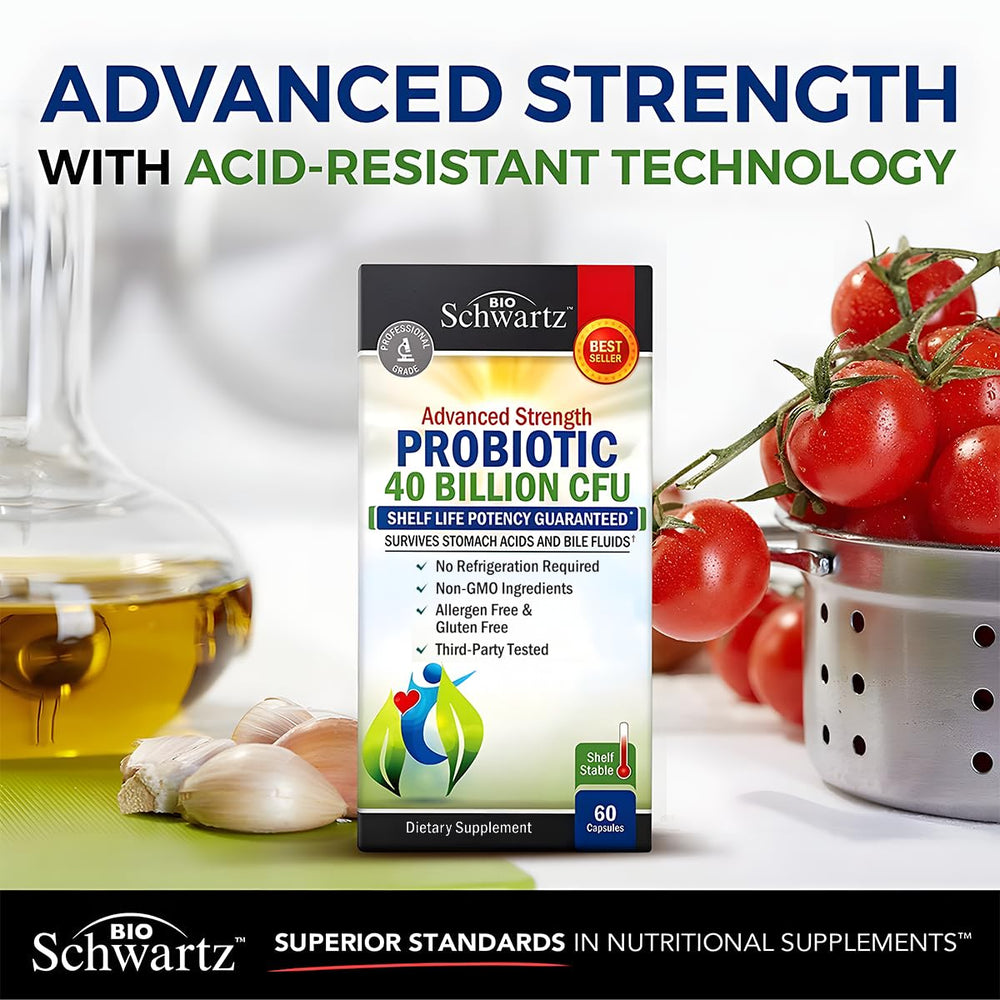 BioSchwartz probiotic bottle in kitchen setting ready for routine use