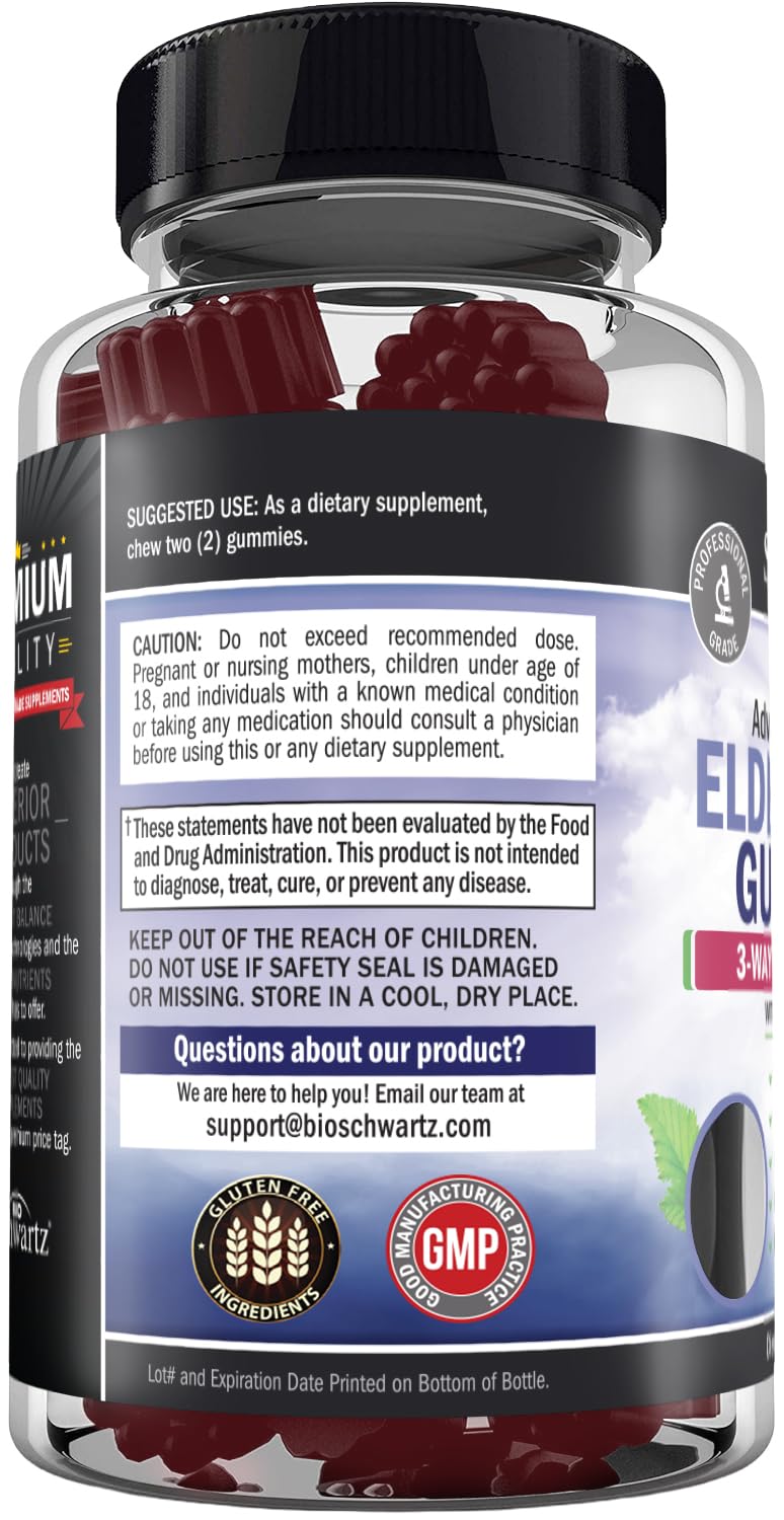 BioSchwartz Elderberry Gummies family scene suggests suitability for both adults and children.