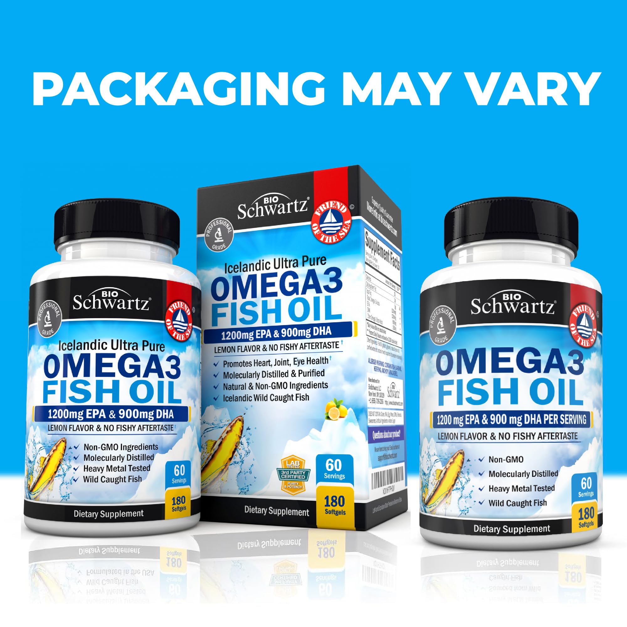 BioSchwartz EPA DHA 2250mg label highlights potent omega-3 content.