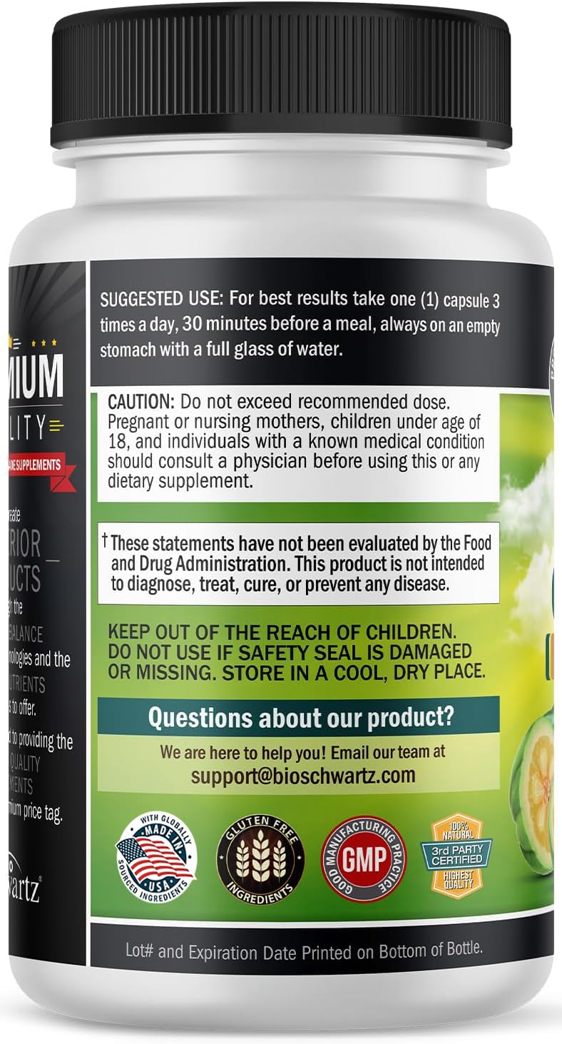 BioSchwartz Garcinia Cambogia front-view bottle emphasizes convenient daily use.