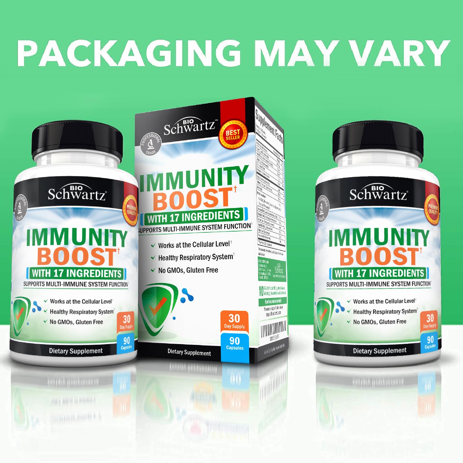 Box and bottle of BioSchwartz Immune Support for display