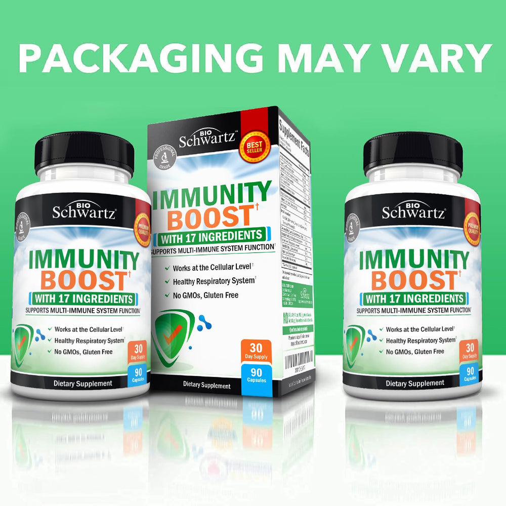 Box and bottle of BioSchwartz Immune Support for display