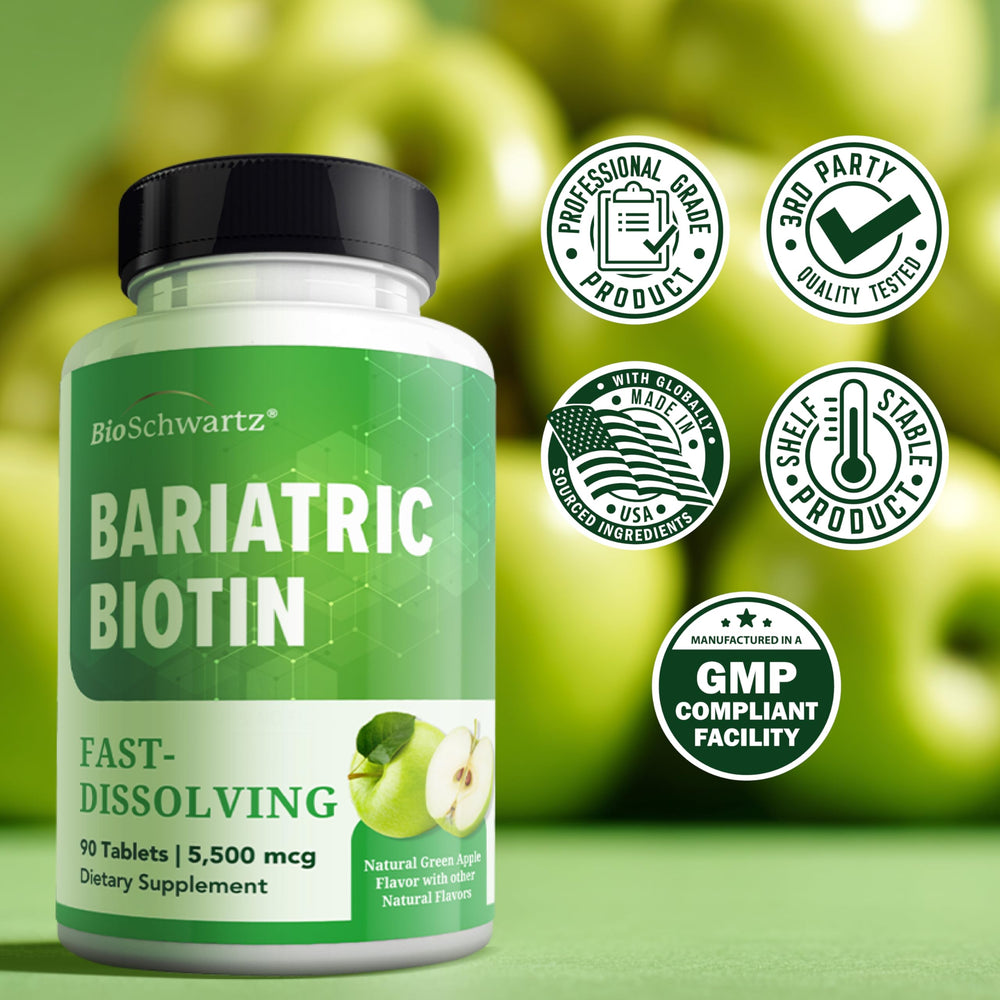 Ingredientes de alta calidad de BioSchwartz Biotina para apoyo diario de belleza.