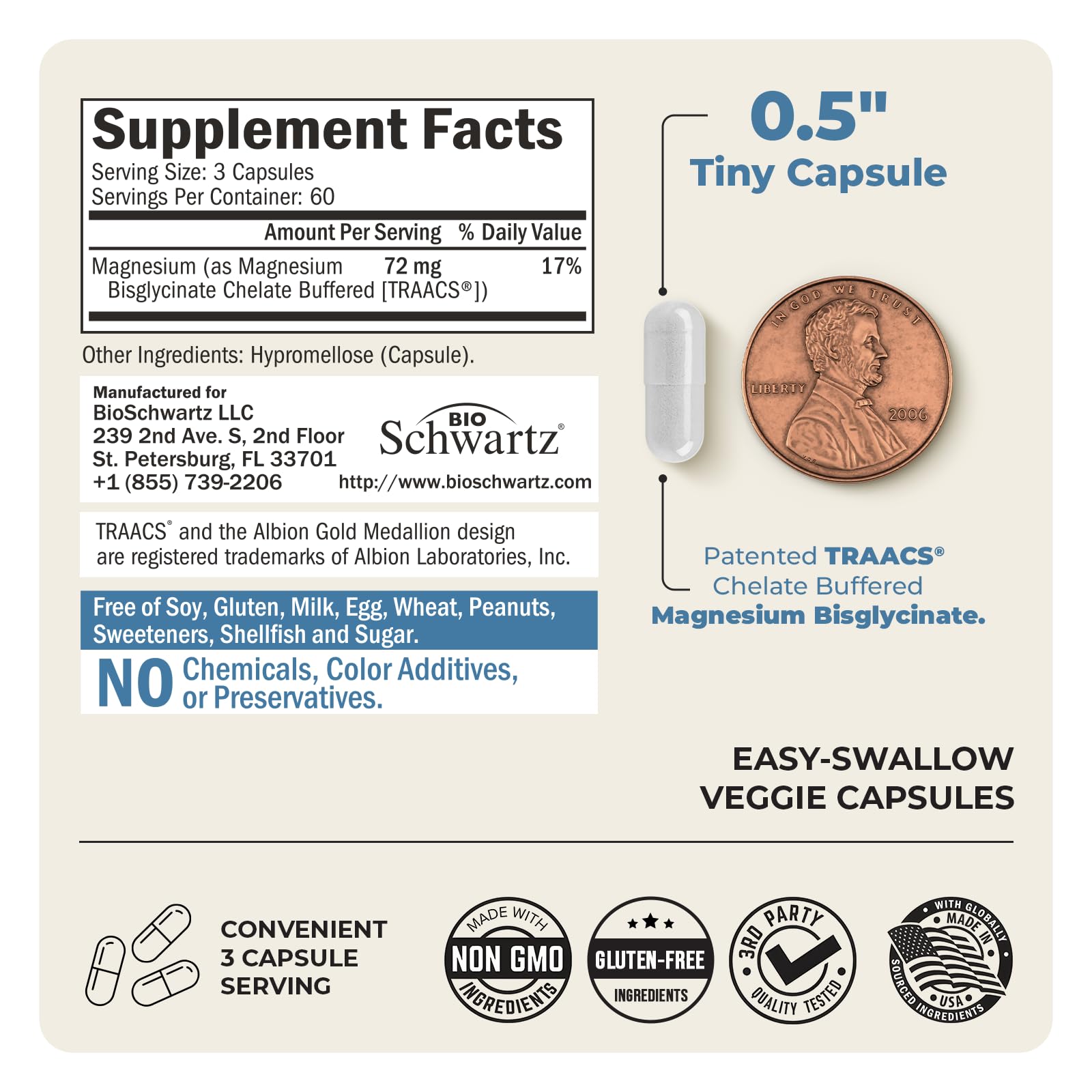 BioSchwartz Magnesium Bisglycinate capsules being poured for daily use