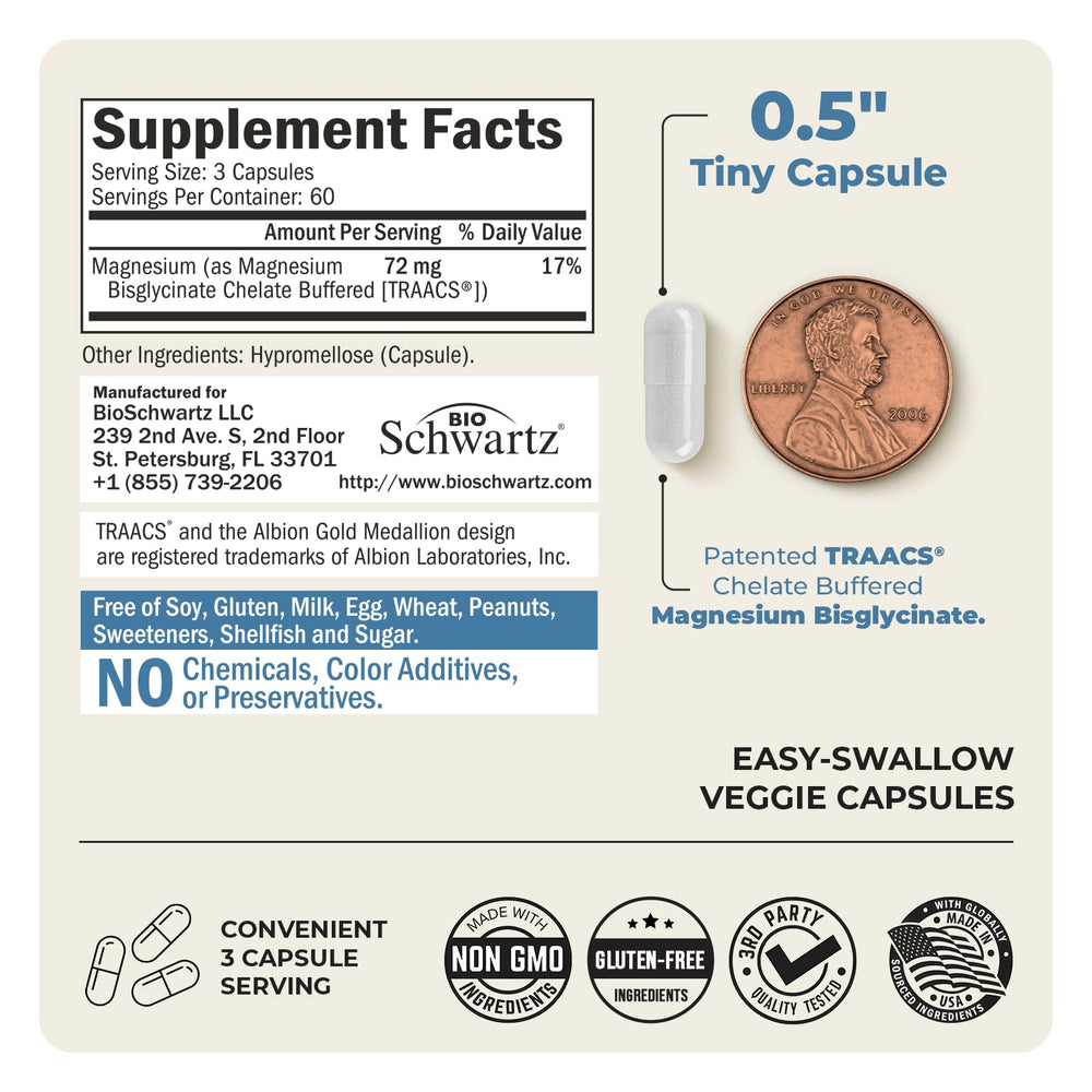 BioSchwartz Magnesium Bisglycinate capsules being poured for daily use