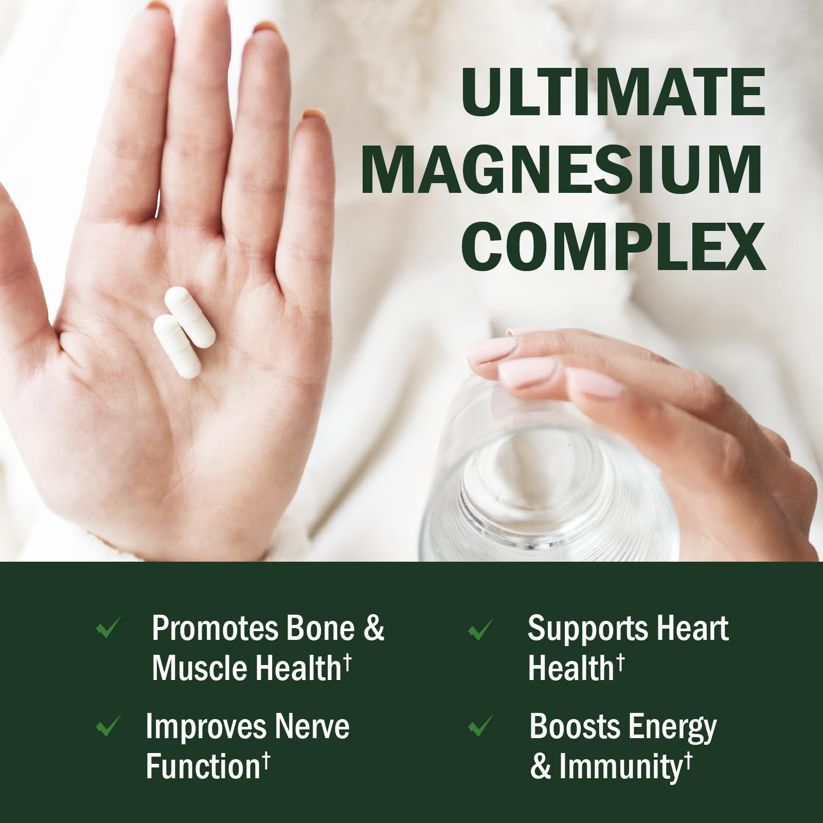 Close-up of the 350mg magnesium blend illustrating high absorption nutrients.