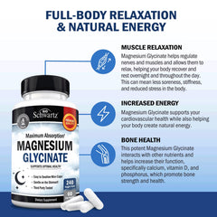 BioSchwartz Magnesium Glycinate pours capsules, suggesting convenient daily use